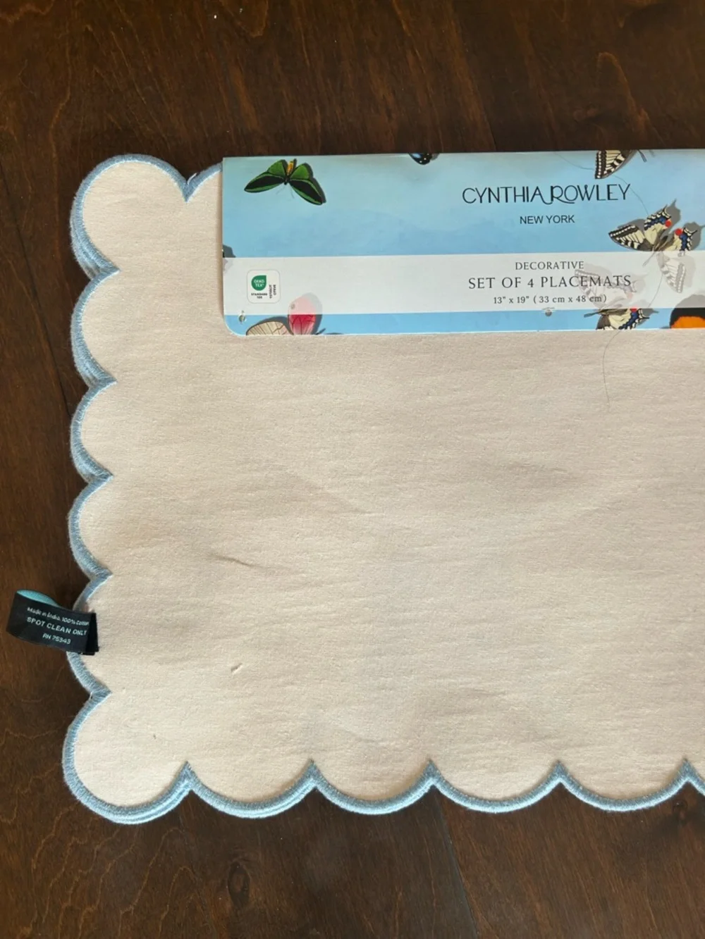 Cynthia Rowley 4 Easter Placemats Tulips Floral Bunny New Pastel Scalloped